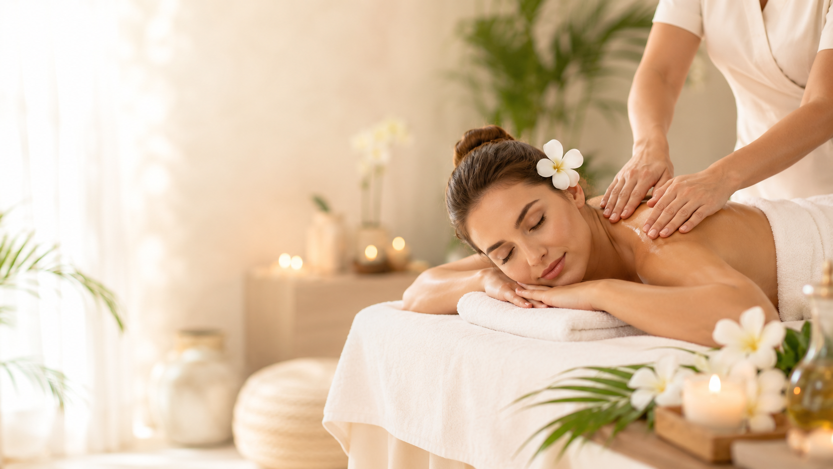 A guest receiving a relaxing massage treatment at Pure Balance Spa & Wellness